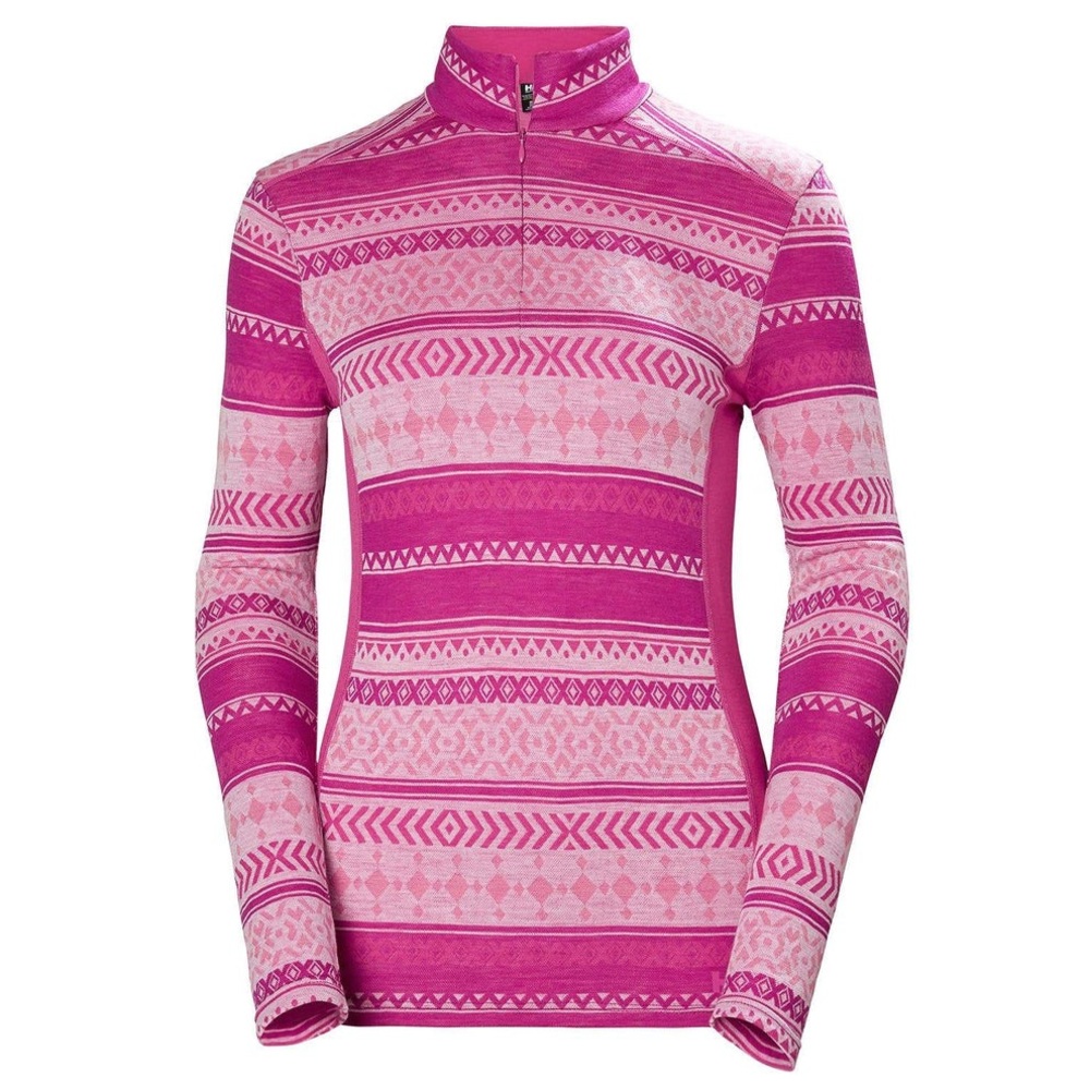 Helly Hansen 100% Merino Mid Graphic Half Zip Turtleneck Base Layer Medium